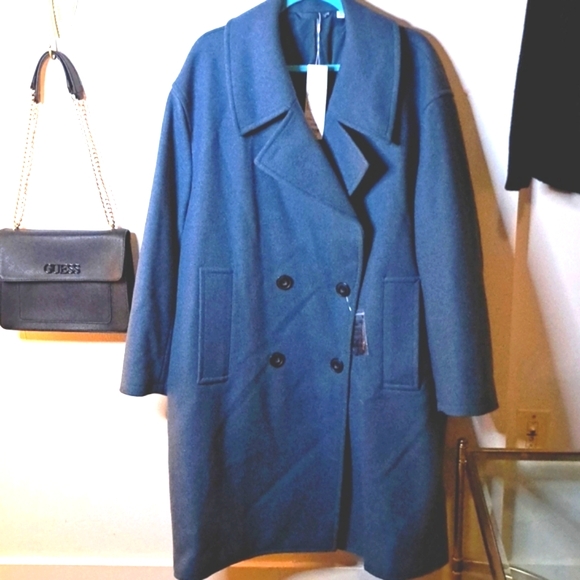 Uniqlo Jackets & Blazers - #57 NWT Uniqlo Blue 50% Wool Trench/Pea Coat Xtra Large